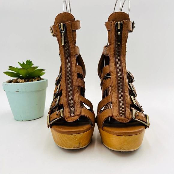 Cynthia Vincent Pacey Gladiator Brown Wedge Size 7.5 - Picture 10 of 16